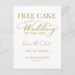 Kuchen gratis und eine Hochzeit nebenbei - Heirats Postkarte