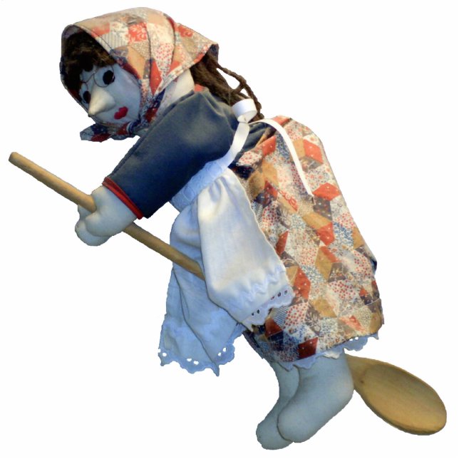 Küchen-Hexe-Reitlöffelverzierung Fotoskulptur Ornament (Vorne)