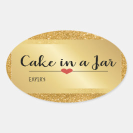 Kuchen in einem Glas modernen Gold Glitzer Urlaub Ovaler Aufkleber