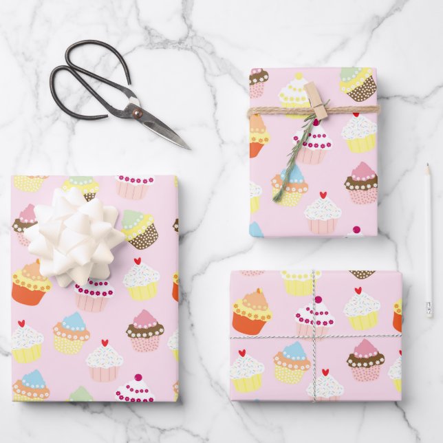 Kuchen in rosa geschenkpapier set (Vorderseite)