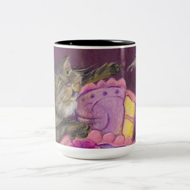 Kuchen-Katzen-Tasse Zweifarbige Tasse (Mittel)