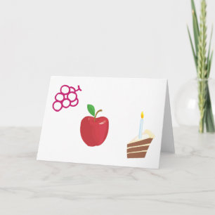 Kuchen, Kerze, Apfel, Trauben Feiertagskarte