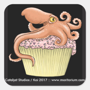 Kuchen-Kraken-Aufkleber Quadratischer Aufkleber