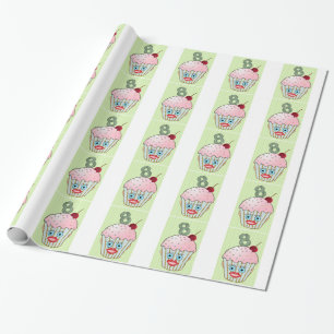 Kuchen-Kuchen-Geburtstags-Muster-Gesichts-Auge Geschenkpapier