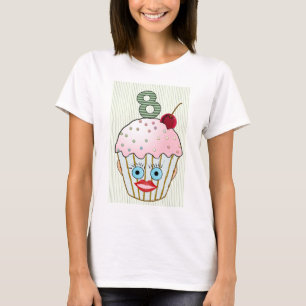 Kuchen-Kuchen-Geburtstags-Muster-Gesichts-Auge T-Shirt
