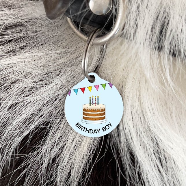 Kuchen mit farbenfrohen Banner auf Blue Birthday B Haustiermarke (Von Creator hochgeladen)