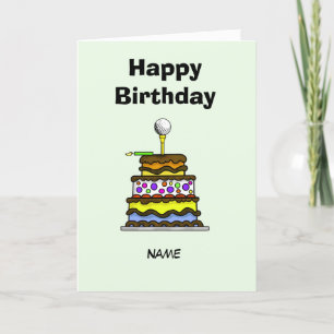 Kuchen mit Golf Ball Geburtstagkarte Karte