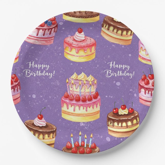 Kuchen mit Kerzen, von Natasha Us Pappteller (Vorderseite)