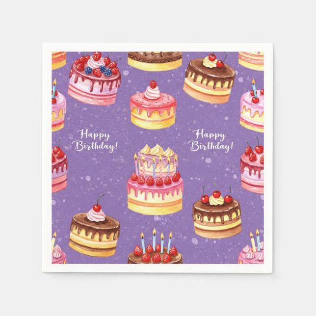 Kuchen mit Kerzen, von Natasha Us Serviette (Vorderseite)