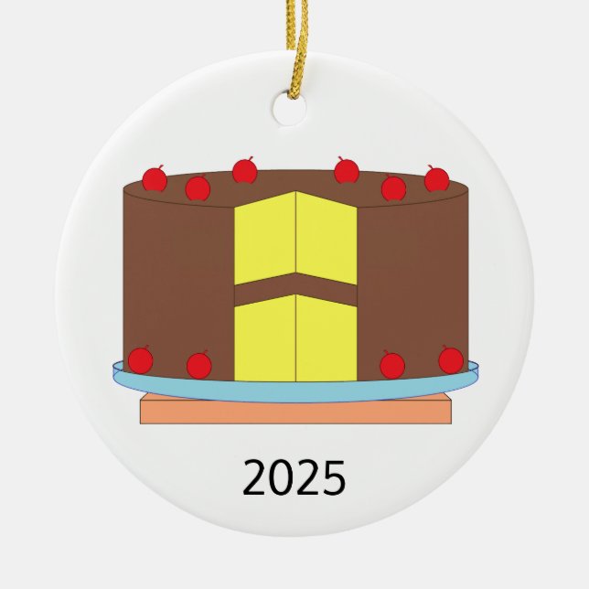 Kuchen mit Kirschen Keramik Ornament (Vorne)