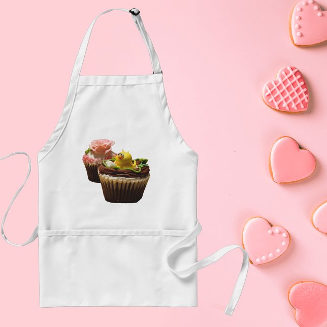 Kuchen mit Rose und Ente Schürze (Cupcakes with Rose and Duck Adult Apron)