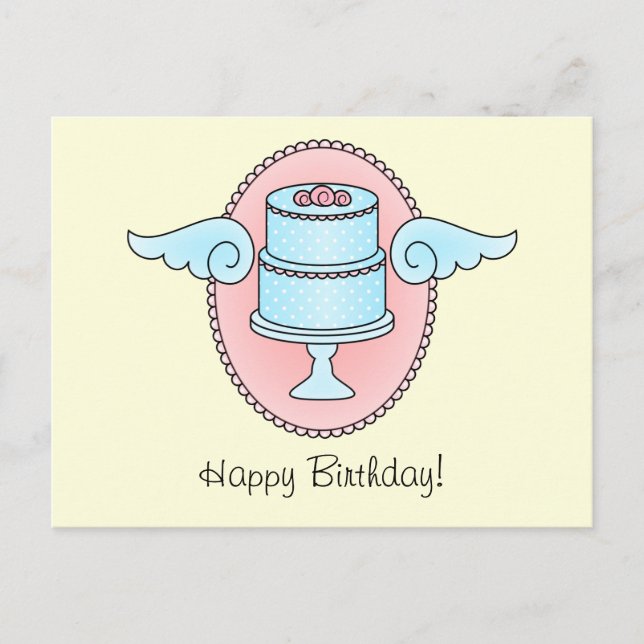 Kuchen mit Wings Postkarte (Vorderseite)
