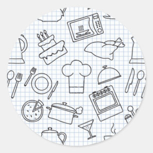 Küchen-Muster 4 Runder Aufkleber