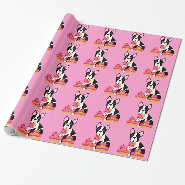 Kuchen-Packpapier Bostons Terrier Geschenkpapier (Ungerollt)
