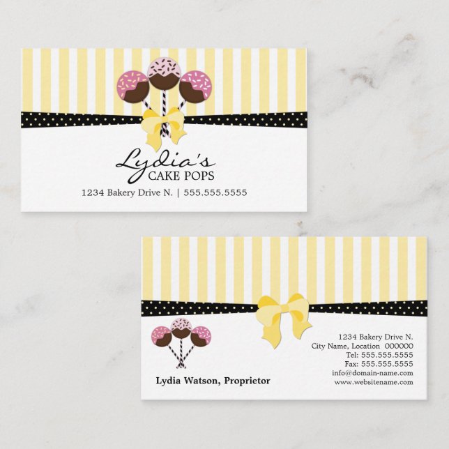 Kuchen-Pop-Bäckerei Visitenkarte (Vorne/Hinten)