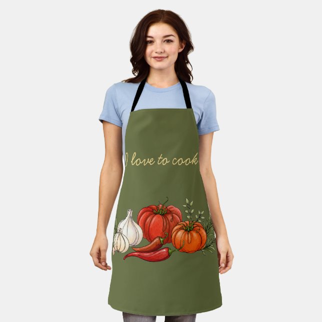 Küchen-Schürze 'Liebe zum Kochen von Gemüse' Schürze (Getragen)