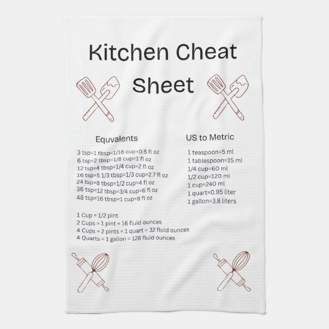Küchen-Spickzettel-Handtuch Geschirrtuch (Vertikal)