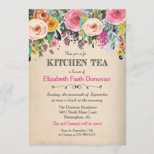 Küchen-Tea-Floral-Watercolor-Einladung Einladung