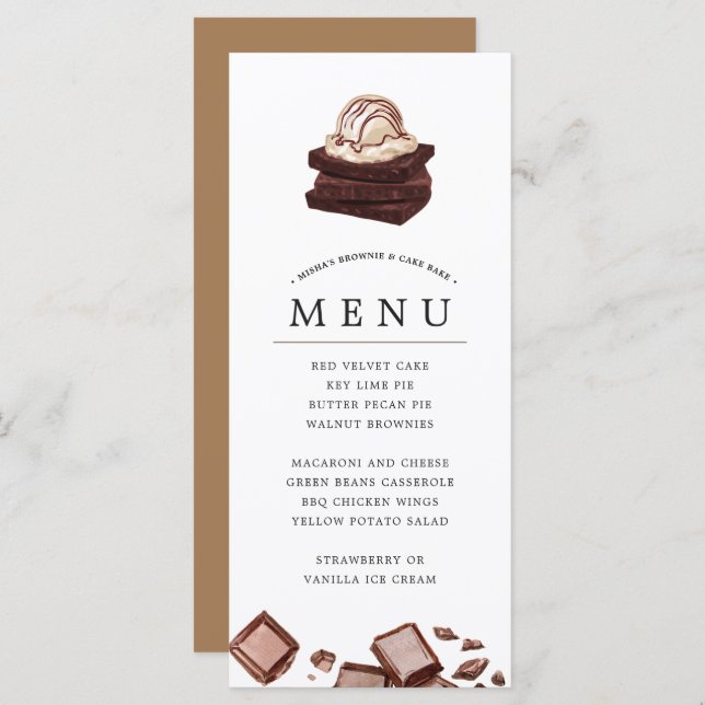 Kuchen | Themenmenü Menükarte (Vorne/Hinten)