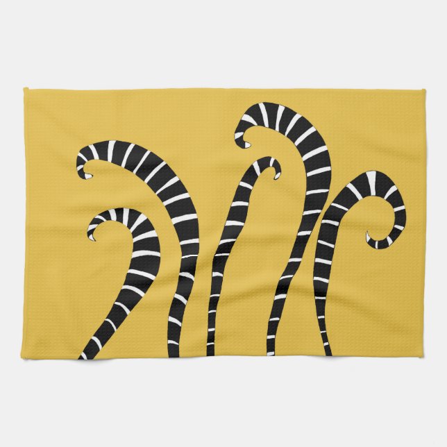 Küchen-Tuch - Lemur-Schwanz-Gold Handtuch (Horizontal)