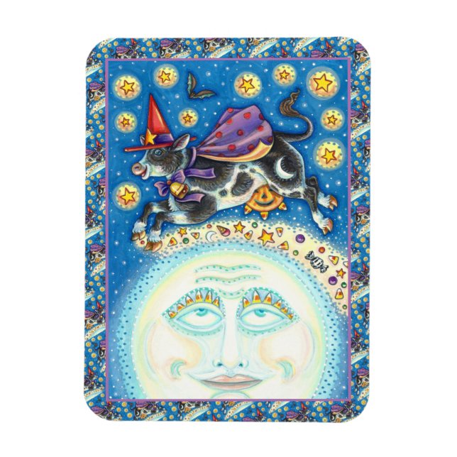 KUCHEN ÜBER DEN MANN AUF DEM MUND, FARBIGER WEISS MAGNET (Vertikal)