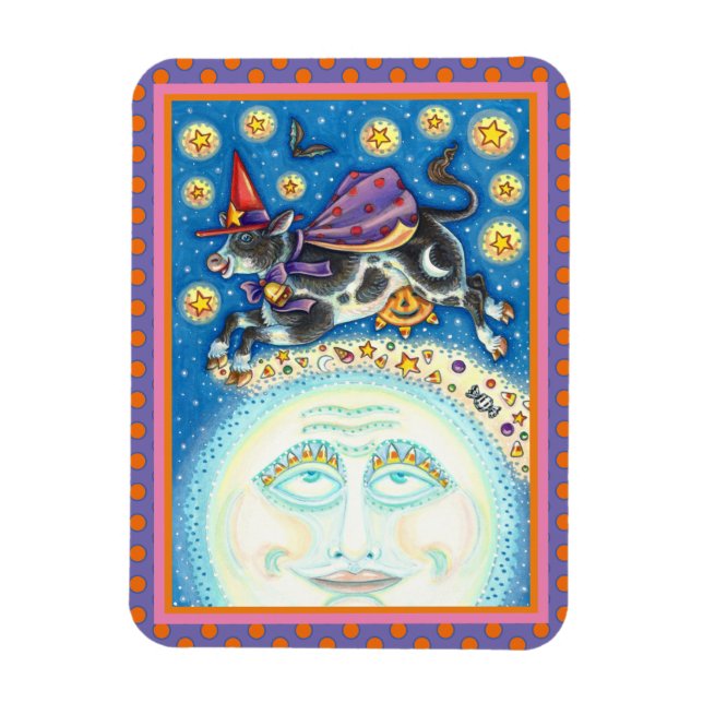 KUCHEN ÜBER DEN MANN AUF DEM MUND, FARBIGER WEISS MAGNET (Vertikal)