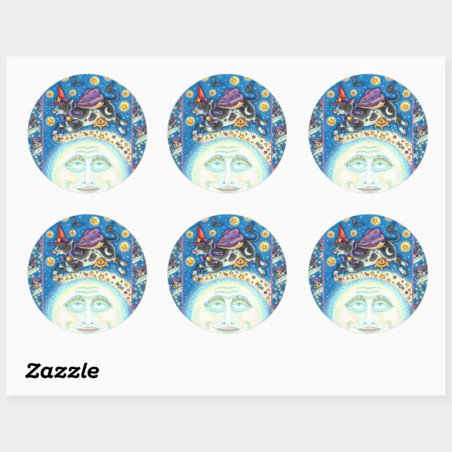 KUCHEN ÜBER DEN MANN AUF DEM MUND, FARBIGER WEISS RUNDER AUFKLEBER (Blatt)