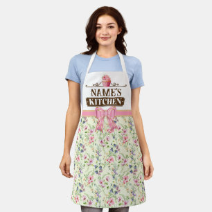 Küchen- und Aquarell-Pink-Cupcake mit eigenem Name Schürze