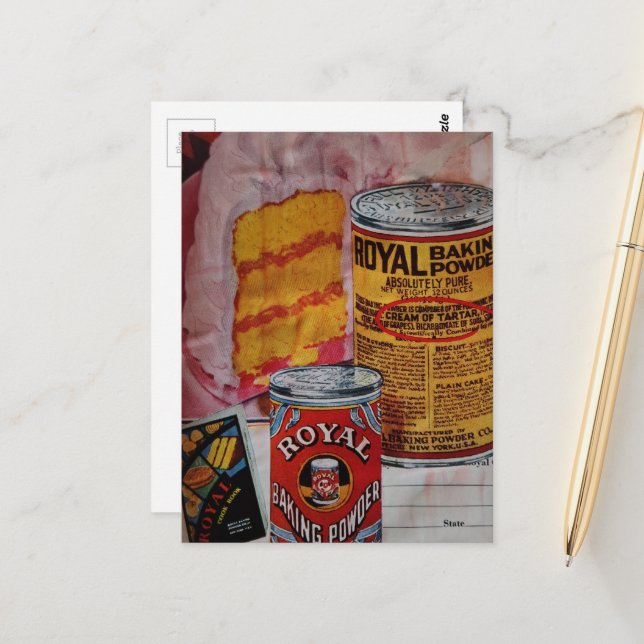 Kuchen und Backpulver Collage Postkarte (Vorderseite/Rückseite Beispiel)