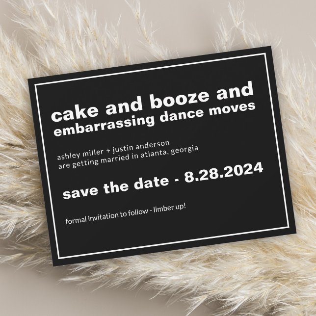 Kuchen und Booze Funny Save the Date mit Foto (Von Creator hochgeladen)