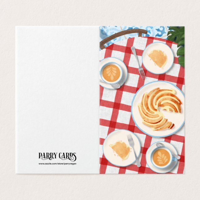 Kuchen und Kaffee für zwei Personen (Außenseite Aufgefaltet)