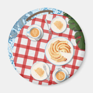 Kuchen und Kaffee für zwei Personen Magnet