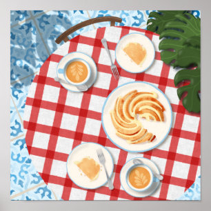 Kuchen und Kaffee für zwei Personen Poster