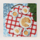 Kuchen und Kaffee für zwei Personen Puzzle<br><div class="desc">Charmanter,  gemütlicher Sonntagsbrunch mit Freunden. Der Tischtafel lag flach mit gebündeltem Kuchen und Cappuccino-Kaffee für zwei auf einem Tisch mit rotem und weißem Schachbrett. Monstera Pflanze und traditionelle spanische Fliesen auf dem Boden. Ich würde Liebe haben,  dieses Design in freier Wildbahn zu sehen; mich auf Instagram @parry_vegan zu markieren</div>