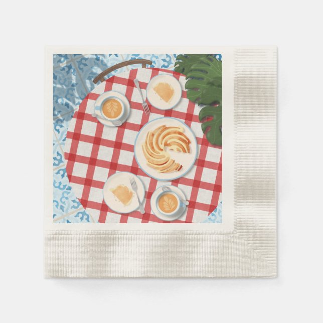Kuchen und Kaffee für zwei Personen Serviette (Vorderseite)