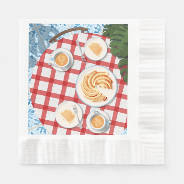 Kuchen und Kaffee für zwei Personen Serviette (Vorderseite)