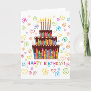 Kuchen und Kerzen Happy Birthday Card Karte