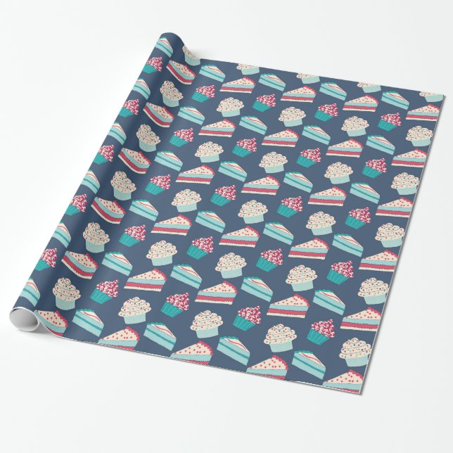 Kuchen und Kuchen Gemustert Geschenkpapier (Ungerollt)