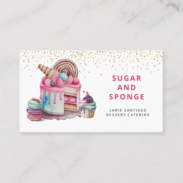 Kuchen und Nachspeisen Konditorei Koch Bäcker Aqua Visitenkarte (Vorderseite)