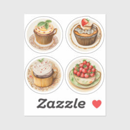 Kuchen und Tassen 10 Aufkleber