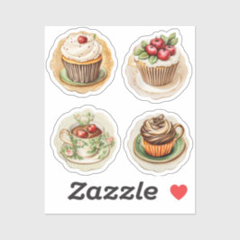 Kuchen und Tassen 12 Aufkleber