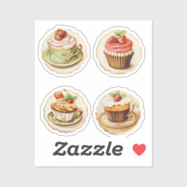 Kuchen und Tassen 2 Aufkleber