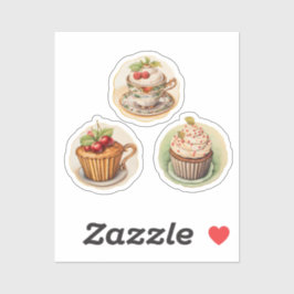 Kuchen und Tassen 2 Aufkleber