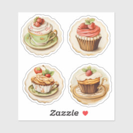 Kuchen und Tassen 3 Aufkleber