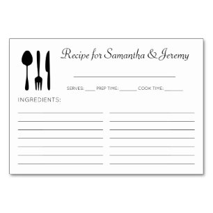 Küchen Utensil Brautparty Recipe Cards Tischnummer