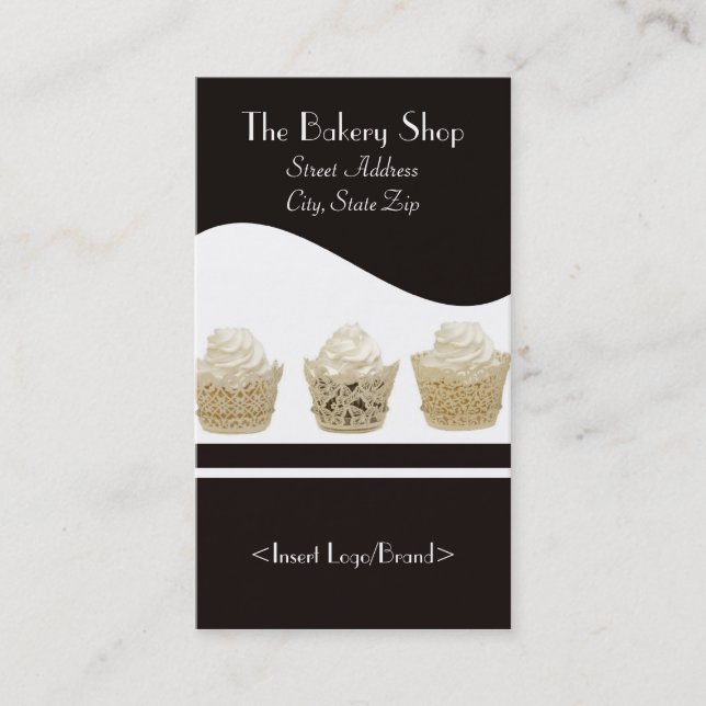 Kuchen-Visitenkarten auf schwarzem Hintergrund Visitenkarte (Vorderseite)