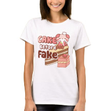 Kuchen vor dem Fake Niedlich rosa T - Shirt