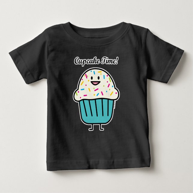 Kuchen-Zeit mit besprüht süßen Nachtischfondant Baby T-shirt (Vorderseite)