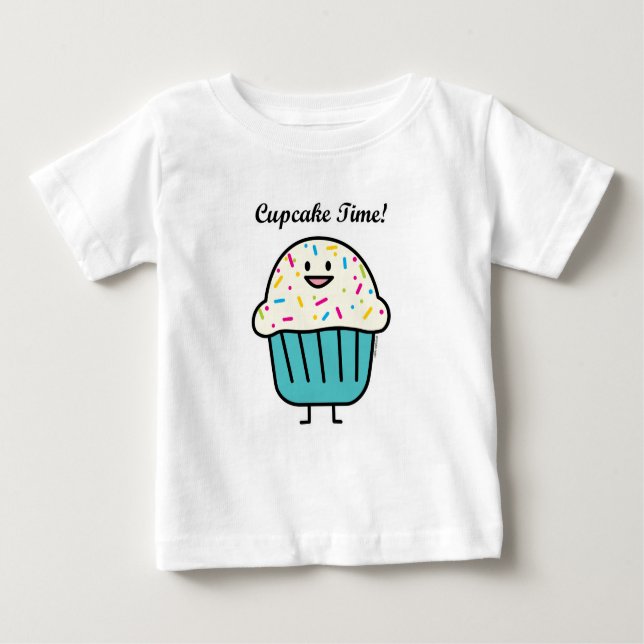 Kuchen-Zeit mit besprüht süßen Nachtischfondant Baby T-shirt (Vorderseite)