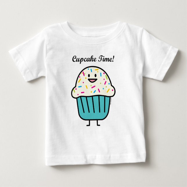 Kuchen-Zeit mit besprüht süßen Nachtischfondant Baby T-shirt (Vorderseite)